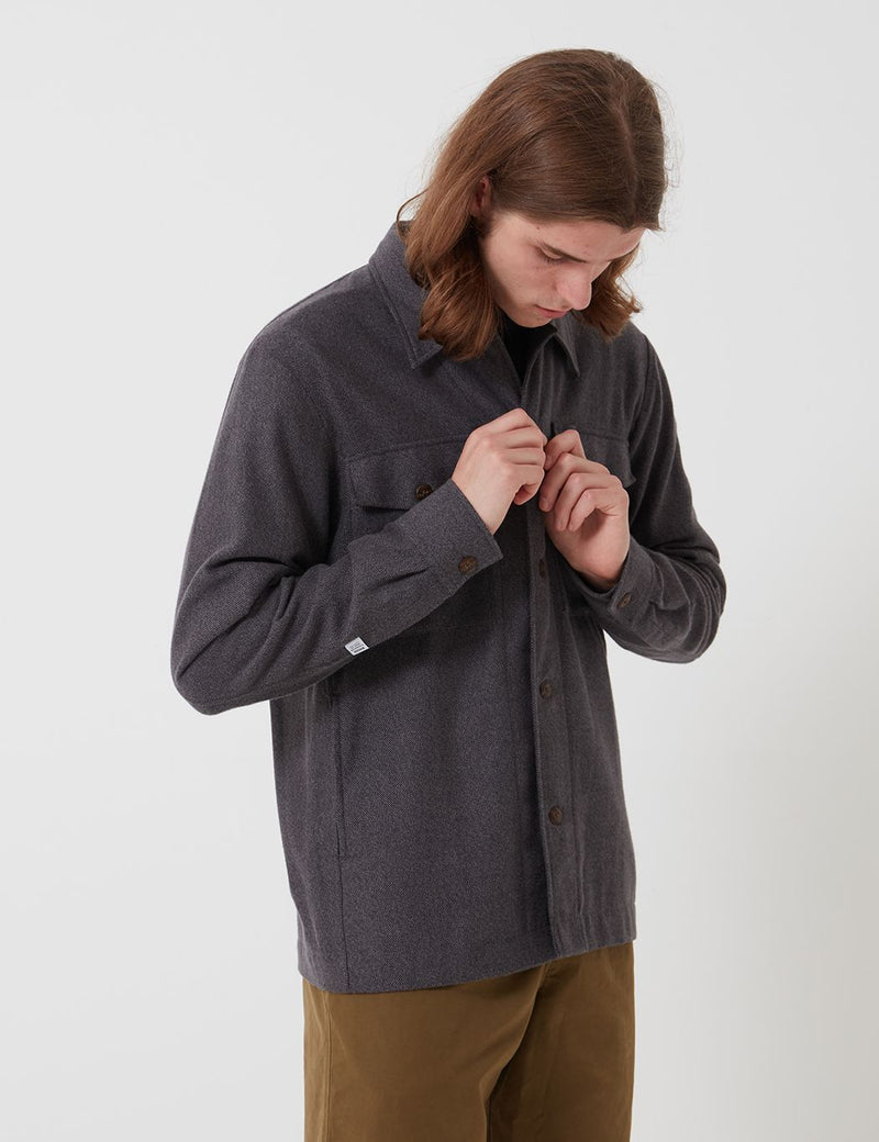 Bhode Flannel Overshirt (Cotton) - Charcoal Grey