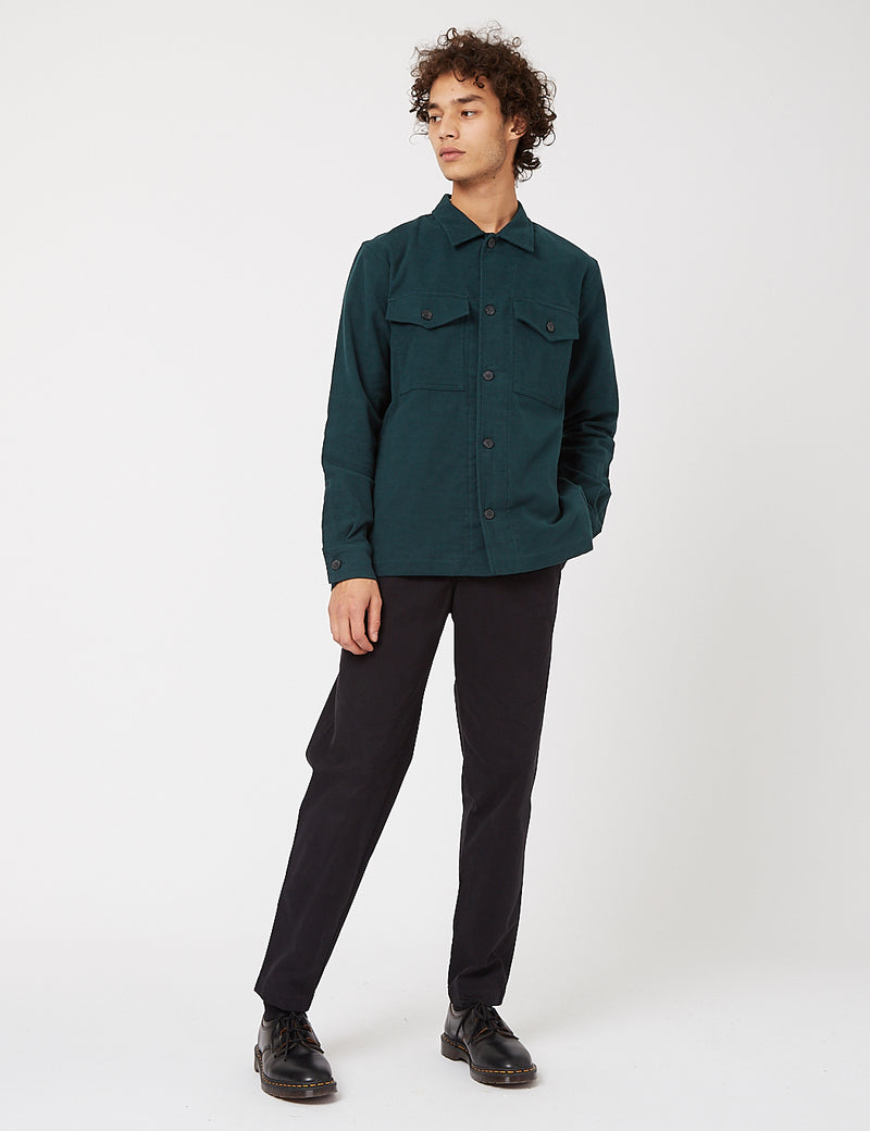 Bhode Overshirt (Cotton Moleskin) - Forest Green