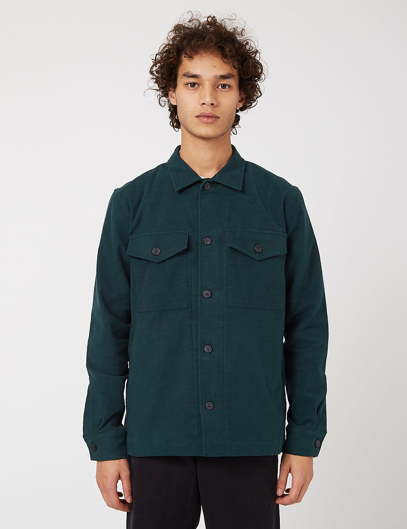 Bhode Overshirt (Cotton Moleskin) - Forest Green