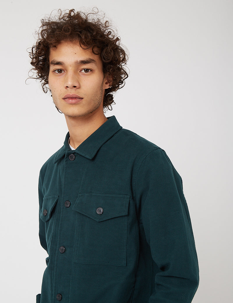 Bhode Overshirt (Cotton Moleskin) - Forest Green