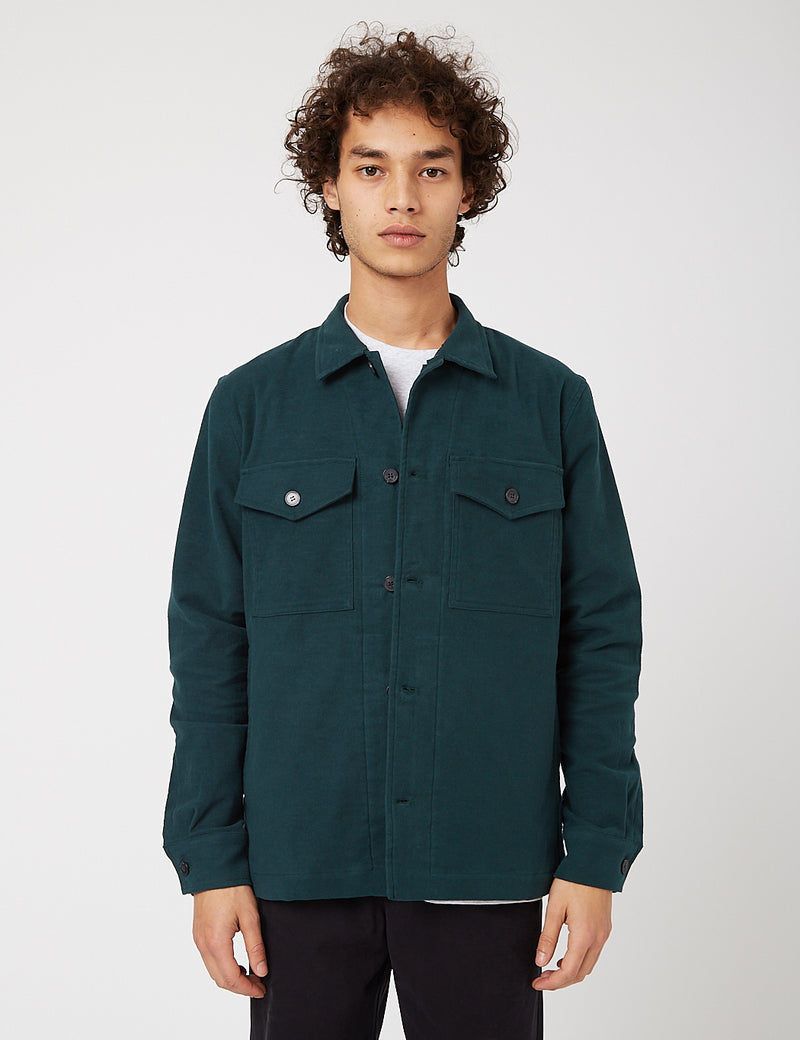 Bhode Overshirt (Cotton Moleskin) - Forest Green