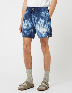 Bhode Drawstring Tie Dye Shorts (Seersucker) - Marineblau