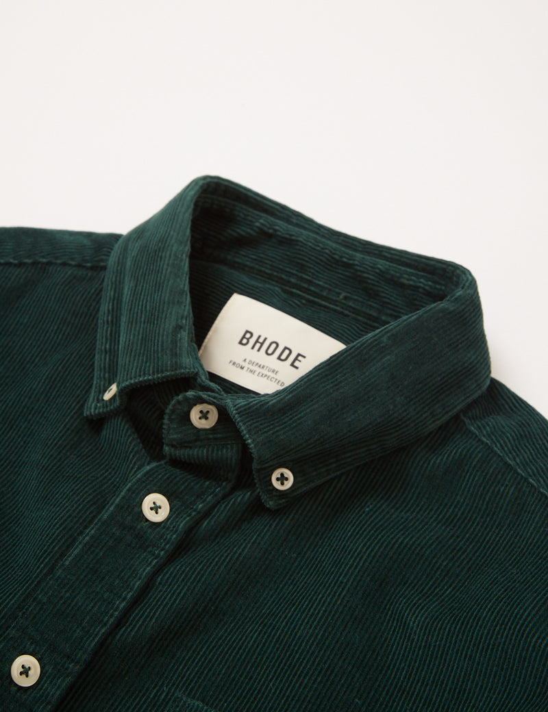 Bhode x Brisbane Moss Shirt (14 Wale Cord) - Bottle Green