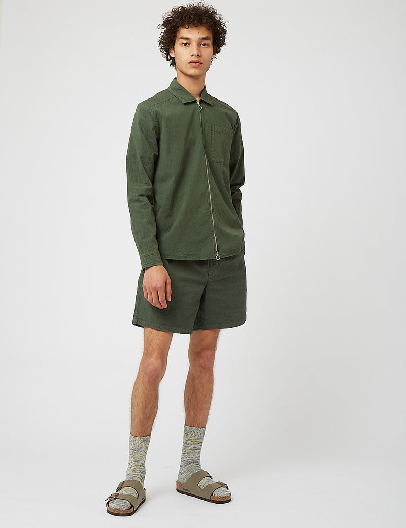 Bhode Zip Shirt (Seersucker) - Grün