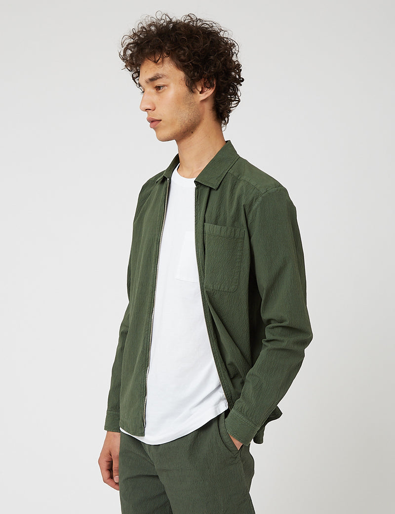 Bhode Zip Shirt (Seersucker) - Grün