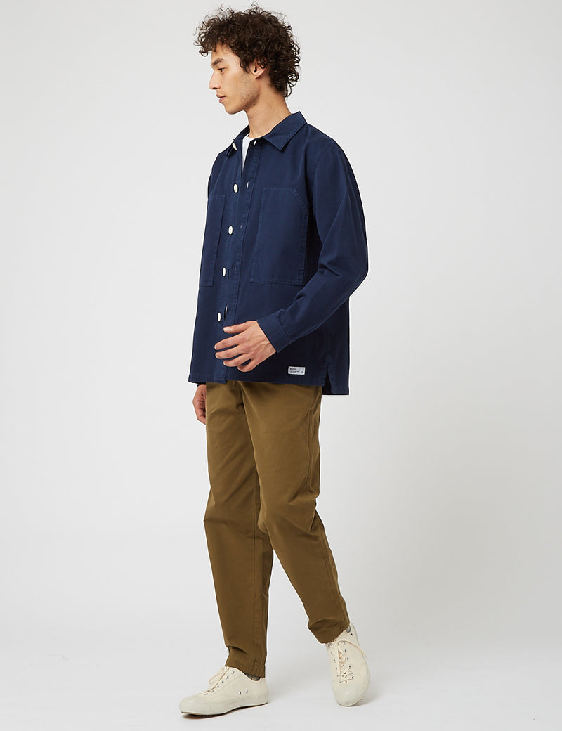 Bhode Box Shirt (Cotton Twill) - Navy Blue