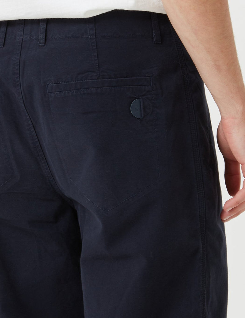 Folk The Assembly Pleated Trousers (Loose Fit Cropped) - Navy Blue Brushed