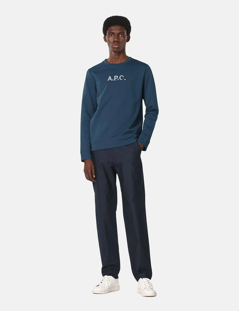 APCスタンプスウェットシャツ-ブルー
