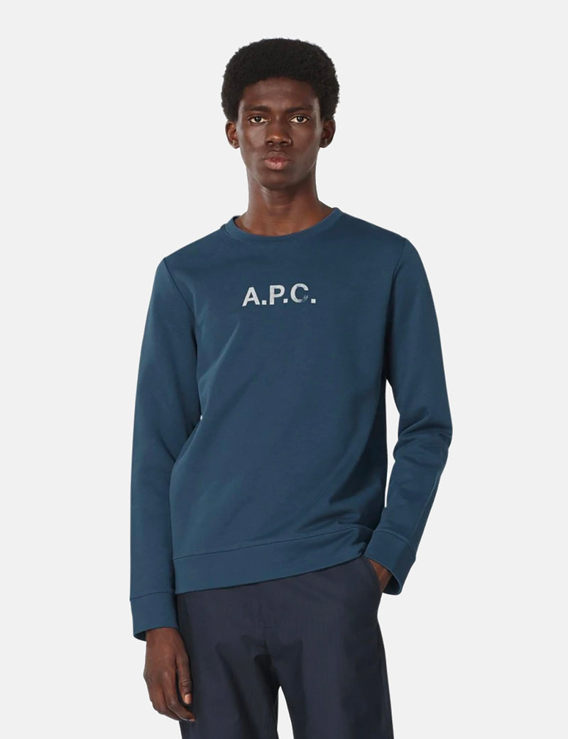 APCスタンプスウェットシャツ-ブルー