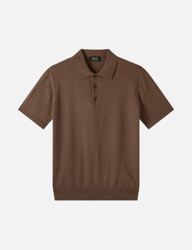 A.P.C. Gregoire New Polo Shirt - Khaki Brown