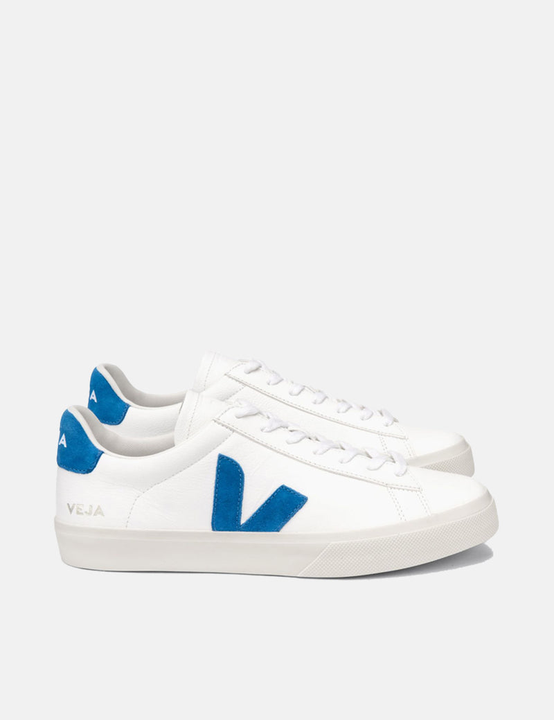 Veja Campo Trainers (Chromefree Leather) - Extra White/Swedish Blue