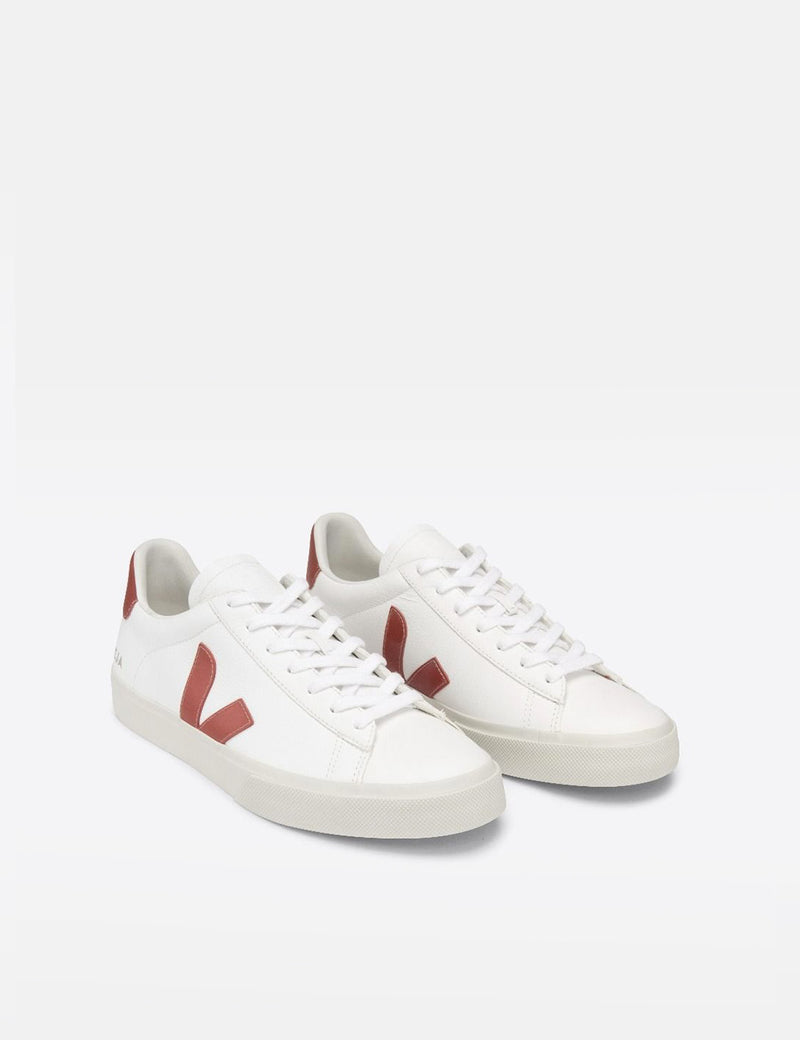 Womens Veja Campo Leather (Chrome Free) - Extra White/Rouille