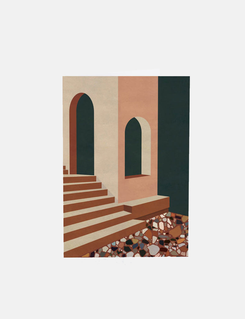 Wrap Magazine Terracotta Terrazzo & Stairs Art Card  - Beige