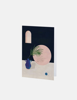 雑誌の青い花瓶をリーフアートカードで包む-黒