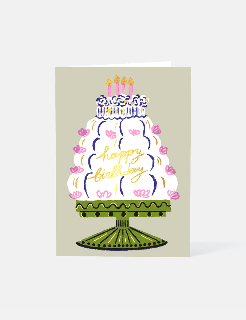 Wrap Magazine Happy Birthday Cake Card - Green
