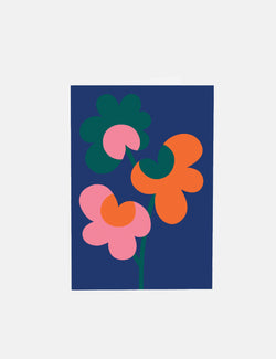 Wrap Magazine Flower Trio Art Card  - Blue