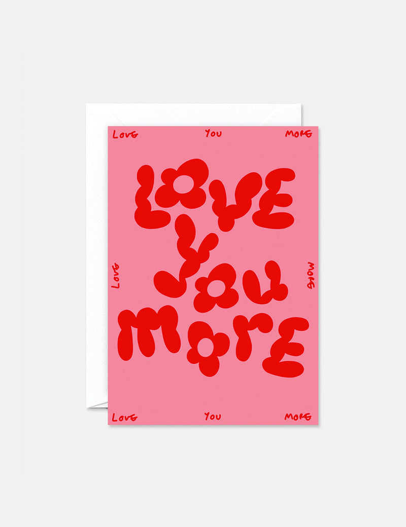 Wrap Magazine „Love You More“-Grußkarte mit Prägung – Pink