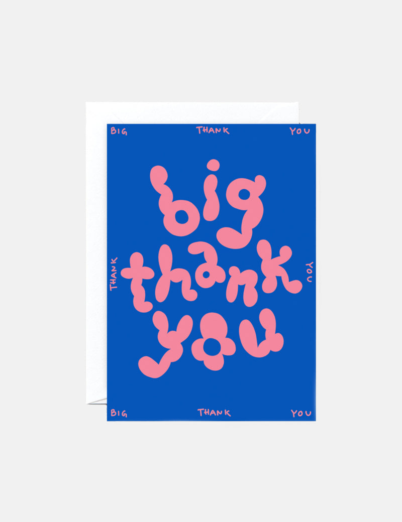 Wrap Magazine Big Thank You Embossed Greetings Card  - Blue