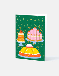 Wrap Magazine Birthday Wishes Cakes Card - Green