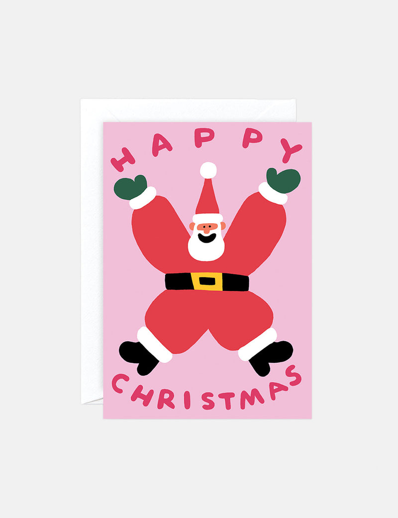 Wrap Magazine Santa Embossed Card - Pink