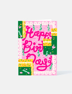 Wrap Magazine Pink Birthday Cake Card - Pink