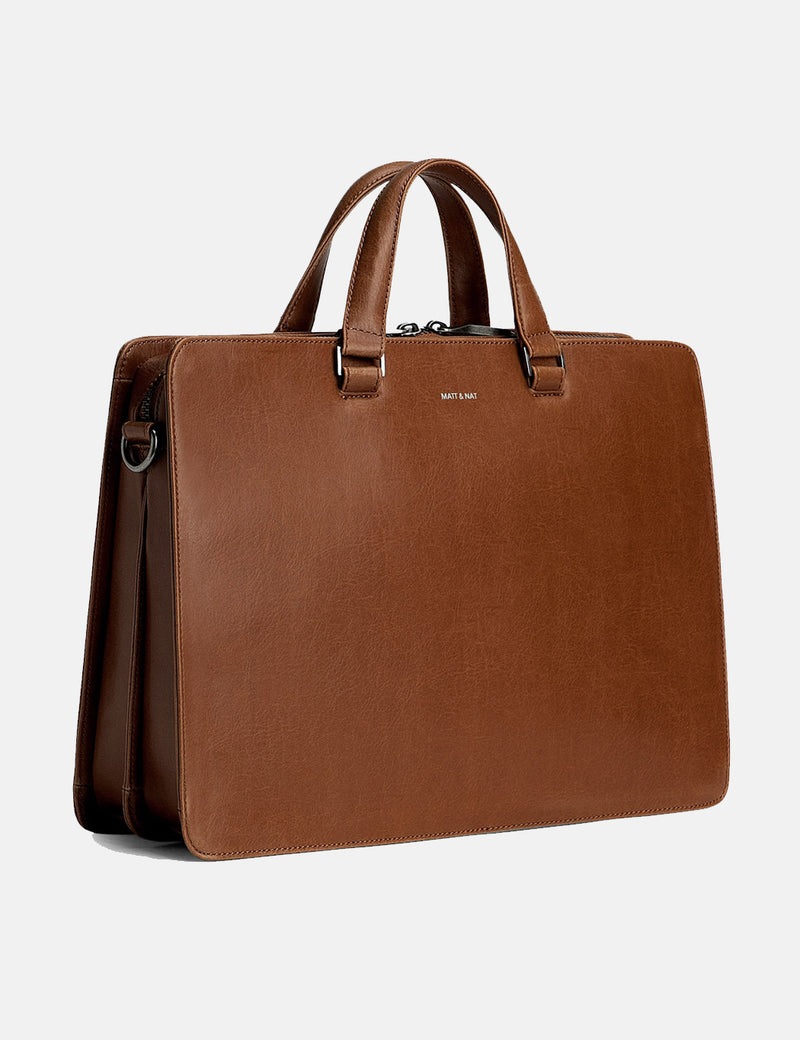 Matt & Nat David Briefcase - Chili Matte Nickel Brown