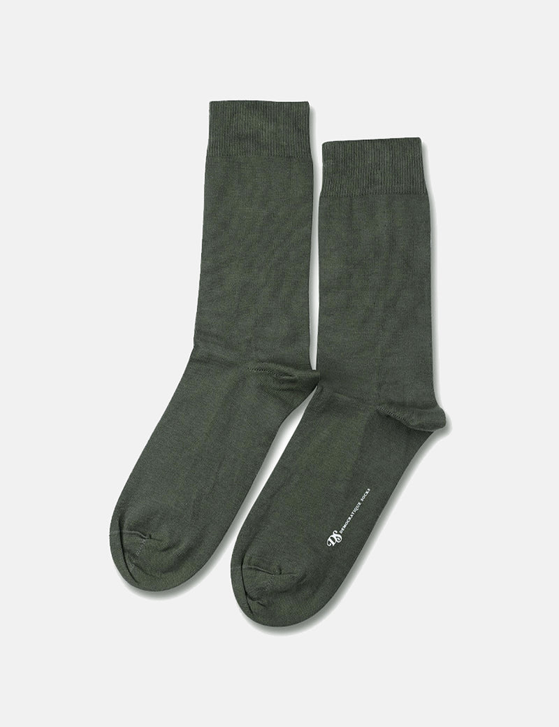 Democratique Solid Socks - Army Green
