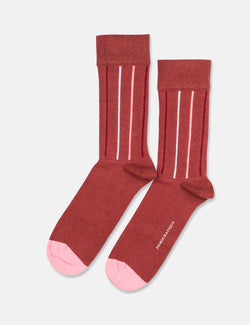 Democratique Originals Latitude Striped Socks - Burnt Rust