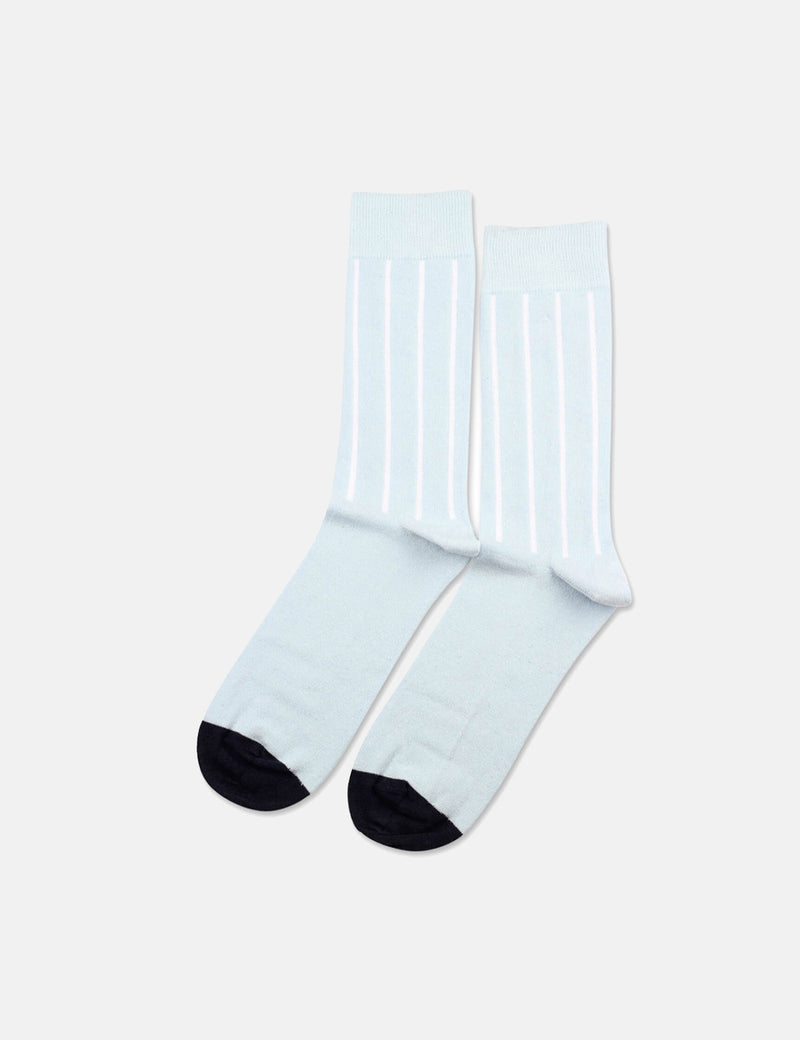 Democratique Originals Latitude Striped Socks - Light Blue/Clear White/Navy Blue