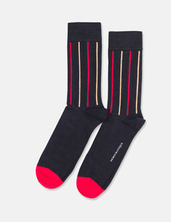 Democratique Originals Latitude Striped Socks - Navy Blue/Pearl Red/Casual Sand