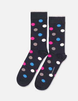 Democratique Originals DotCom Socks - Navy Blue/Multi Dots