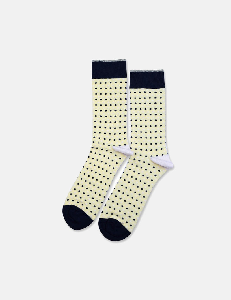 Democratique Original Polkadot Socks - Pale Yellow/Off White/Shaded Blue - Article