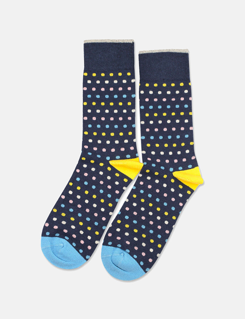 Democratique Polkadot Socks - Shaded Blue/White/Pink/Yellow