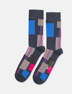Democratique x YEESPREE Originals Patchwork Socks - Navy Blue Melange/Multi