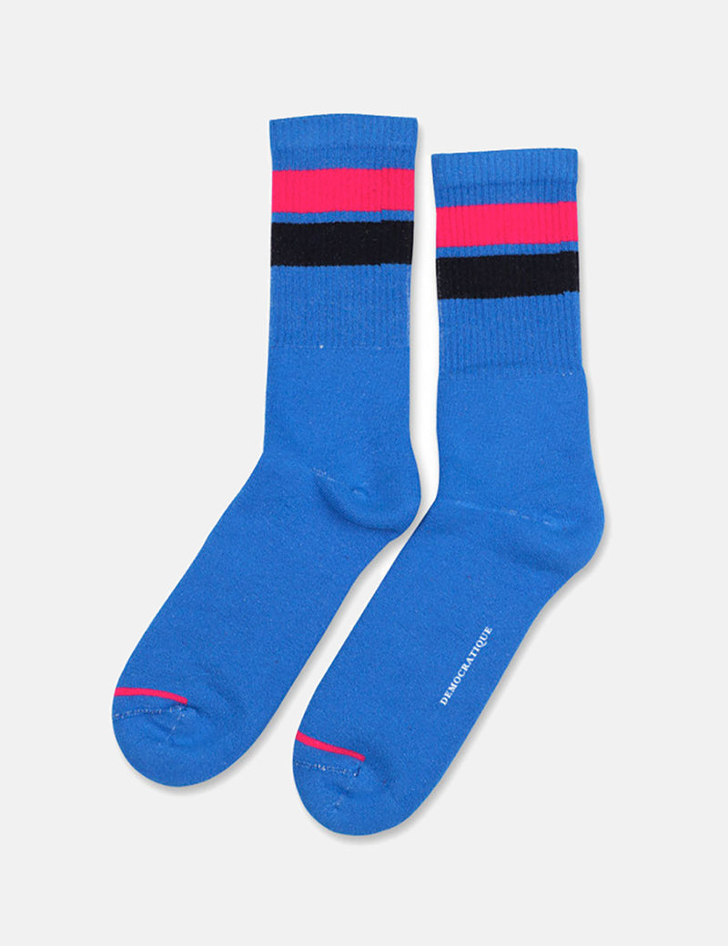 Democratique Athletic Stripe Socks - Adams Blue/Purplish Pink/Navy