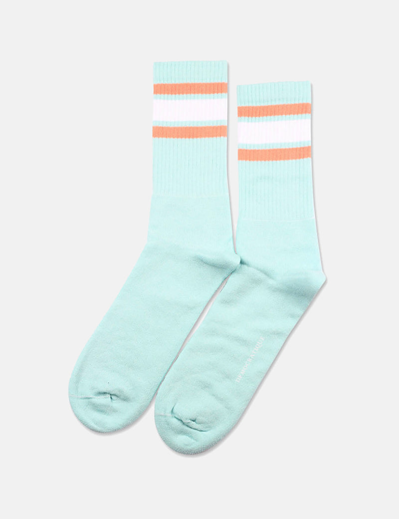 Chaussettes Democratique Athletic Stripe - Poolside Green/Clear White/Light Salmon