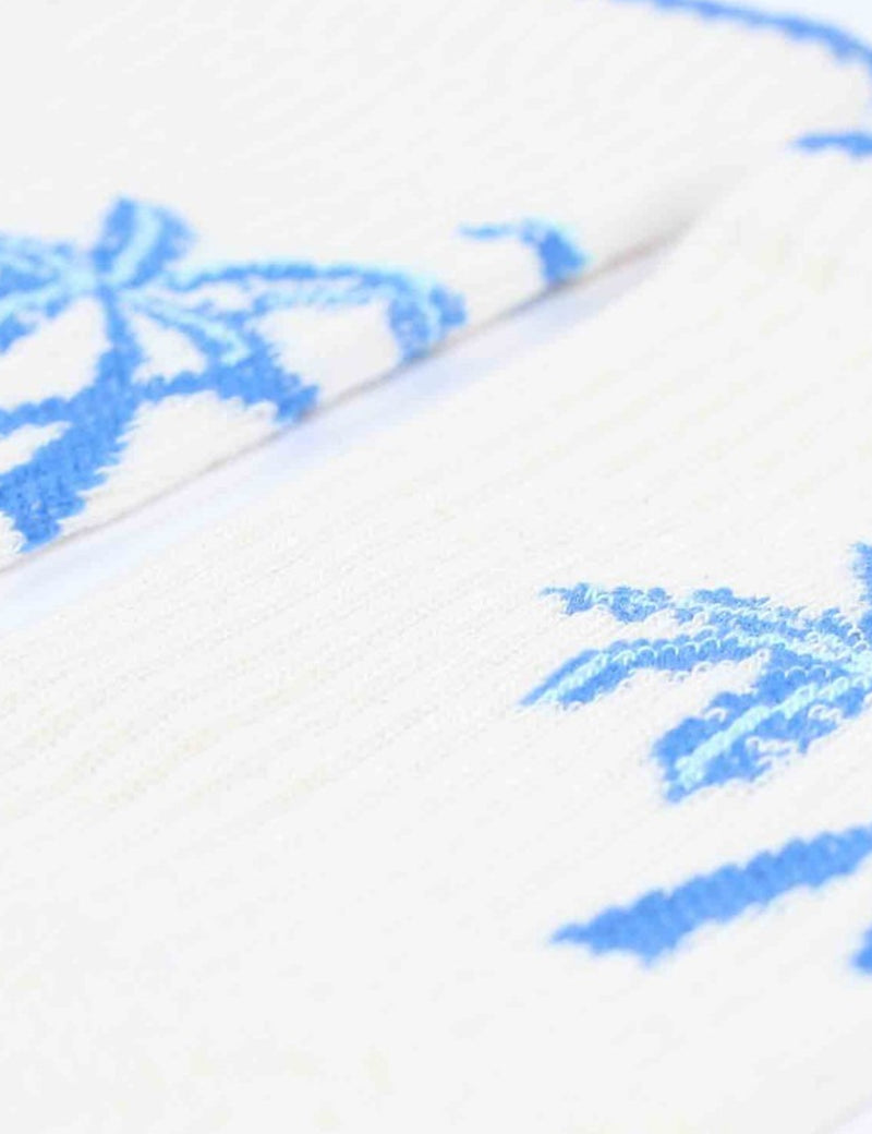 Democratique X YKIKI Athletic Socks - Clear White/Adams Blue/Green