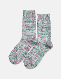 Democratique Relax Chunky Flat Knit Socks-Greenday/Pale Green/Navy/Watermelon/Off White