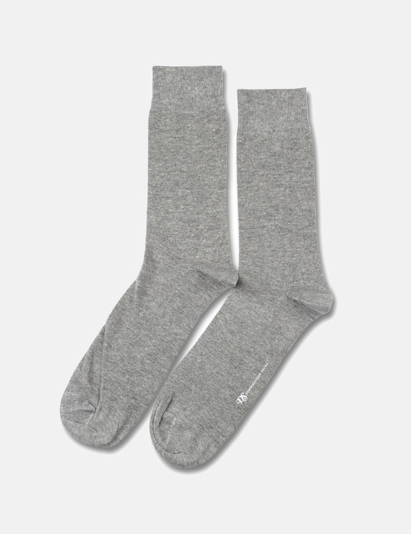 Democratique Relax Slub Knit Supermelange Socks - Light Grey Melange