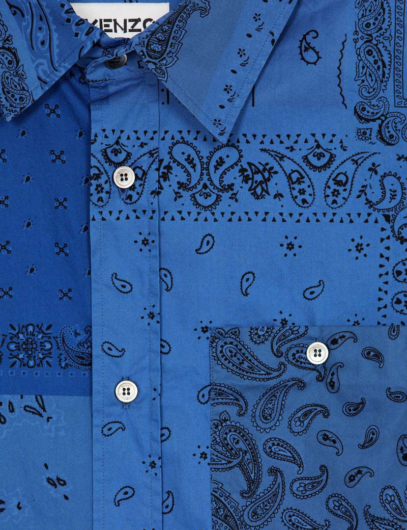 Kenzo Printed Casual Long Sleeve Shirt - Royal Blue