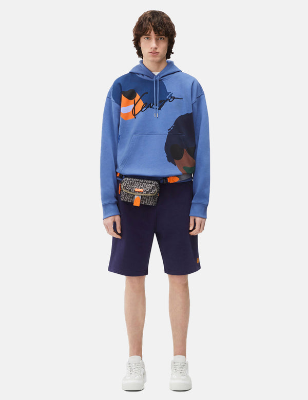 Kenzo Graphic Oversized Hooded Sweatshirt - Blue