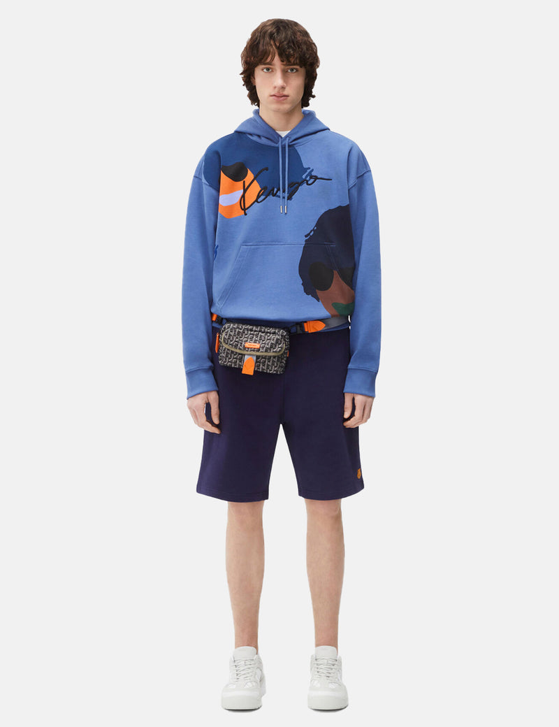 Kenzo Graphic Oversized Hooded Sweatshirt - Blue