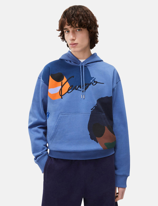 Kenzo Graphic Oversized Hooded Sweatshirt - Blue