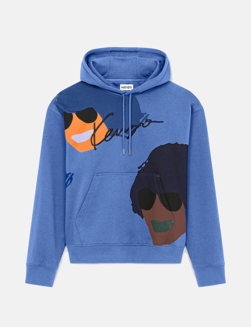 Kenzo Graphic Oversized Hooded Sweatshirt - Blue