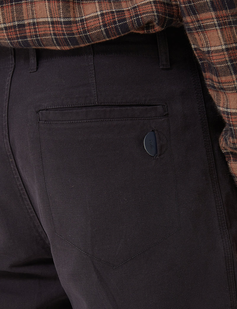 Folk The Assembly Pleated Trousers (Loose Fit Cropped) - Black Brushed