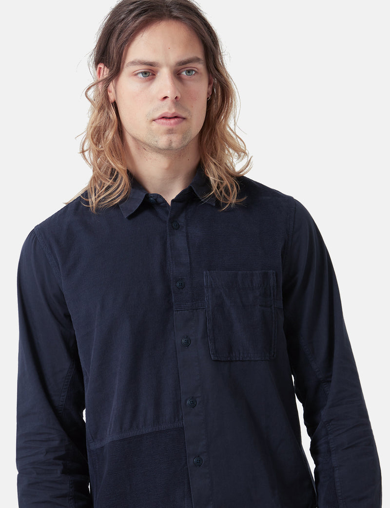 Folk Fraction Shirt (Cord) - Dark Navy Blue