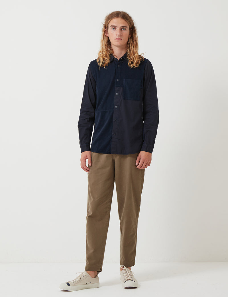 Folk Fraction Shirt (Cord) - Dark Navy Blue