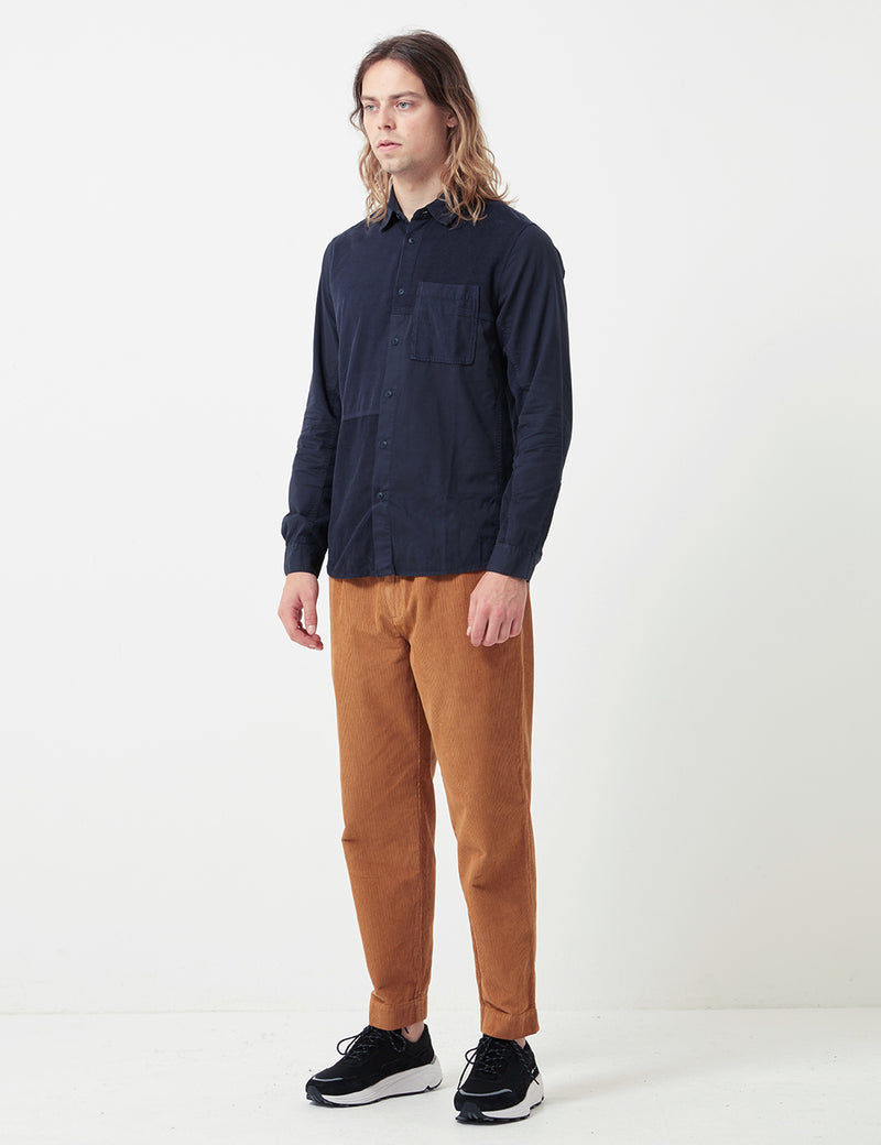 Folk Fraction Shirt (Cord) - Dark Navy Blue
