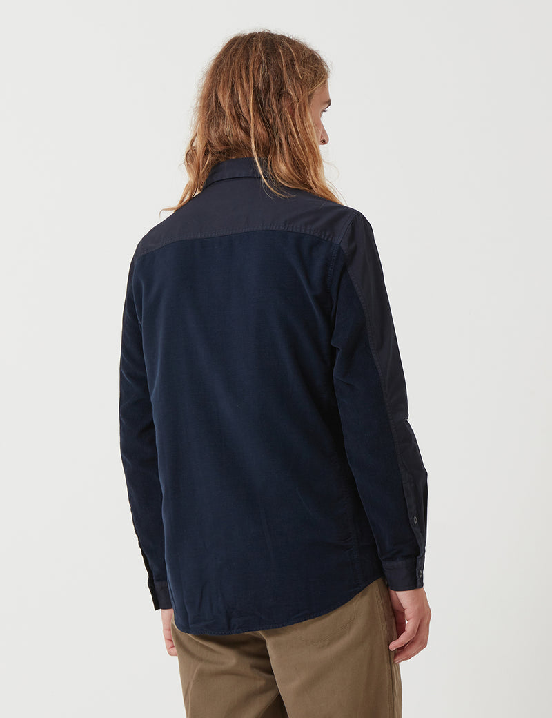 Folk Fraction Shirt (Cord) - Dark Navy Blue