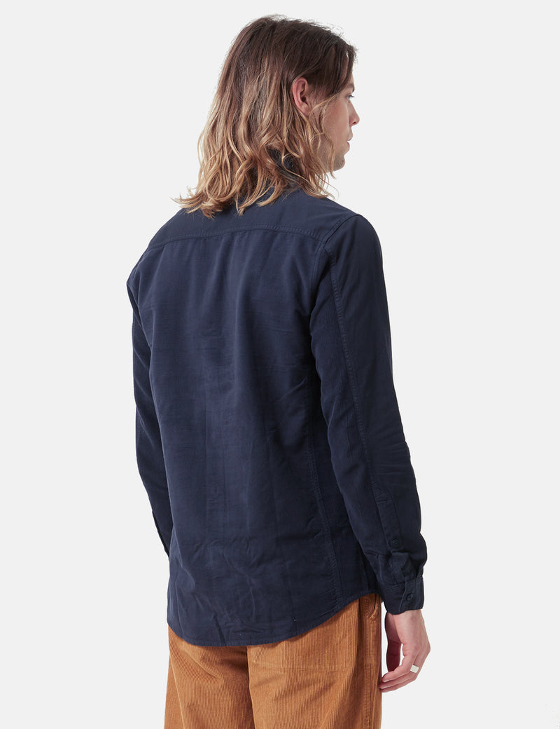 Folk Fraction Shirt (Cord) - Dark Navy Blue